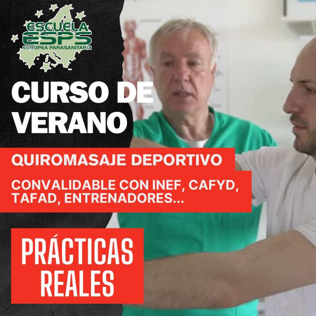 cursos de quiromasaje y quiromasaje deportivo intensivos de verano. Cursos intensivos de masaje y quiromasaje deportivo